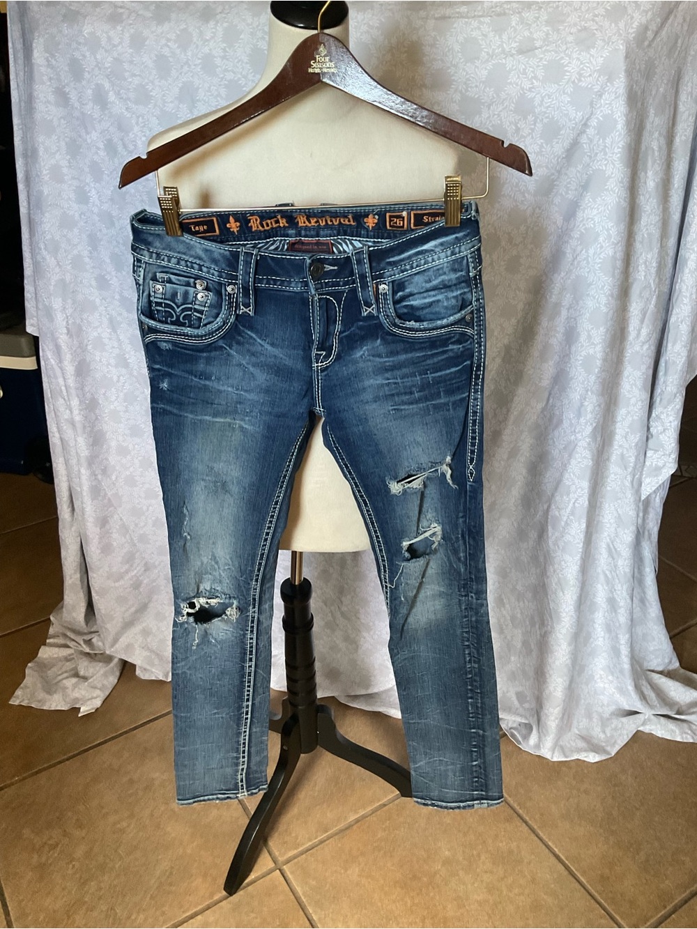 Rock Revival Women's Distressed Medium Blue Skinny Jeans
